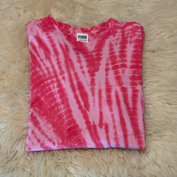 PINK Tie-Dye Athletic Crew Extra Long Top - Picture 5 of 5